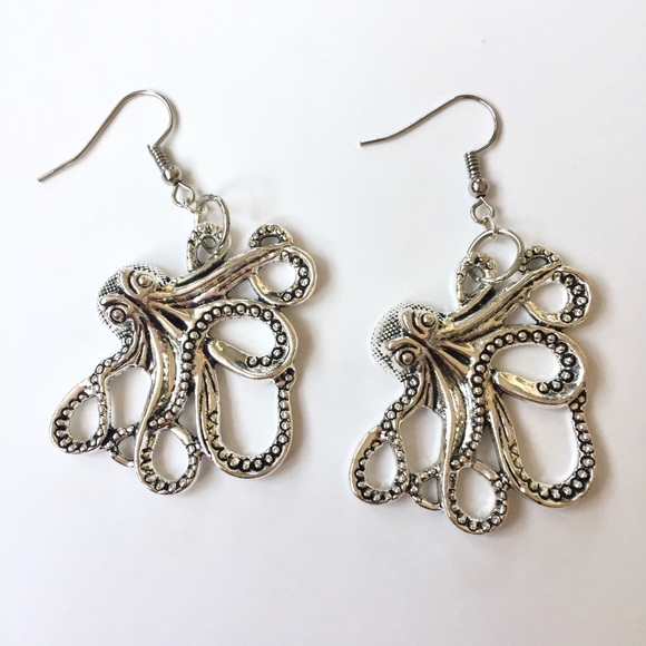 Octopus Steampunk Earrings - Picture 2 of 2